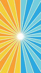 夏色のカラフルな放射状・集中線の背景イラスト