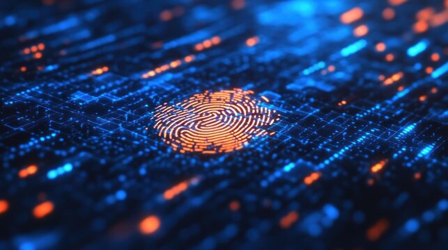 Abstract fingerprint on a digital grid