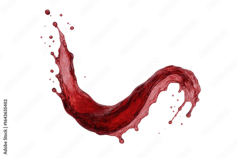 Poster red wine swirling dynamically, arcing transparent liquid capturing liquid movement with elegant ener
