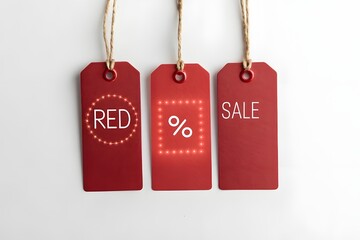 Stylish Red Tags for Promotions with Sale and Discount Offers