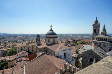 Veduta dei palazzi storici di Bergamo Visti dal Campanone di Citta Alta