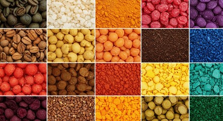 A colorful collage of various foods and ingredients in square frames