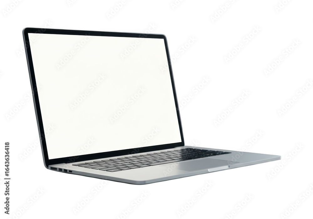 Poster modern laptop computer with blank screen isolated on transparent background