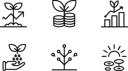 Fototapeta premium Business Growth and Investment Icons