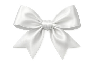 Realistic white silk bow isolated on transparent background, symbolizing purity, elegance, and celebration for various design purposes