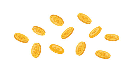Flying Gold Coins Vector Illustration