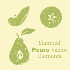 Stamped Pear Slices Vector Isolated Elements Set
