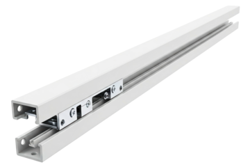 White metal telescopic drawer slide for furniture hardware isolated on a transparent background