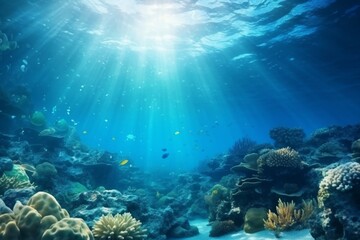 Fototapeta premium Sea background with fish and carals