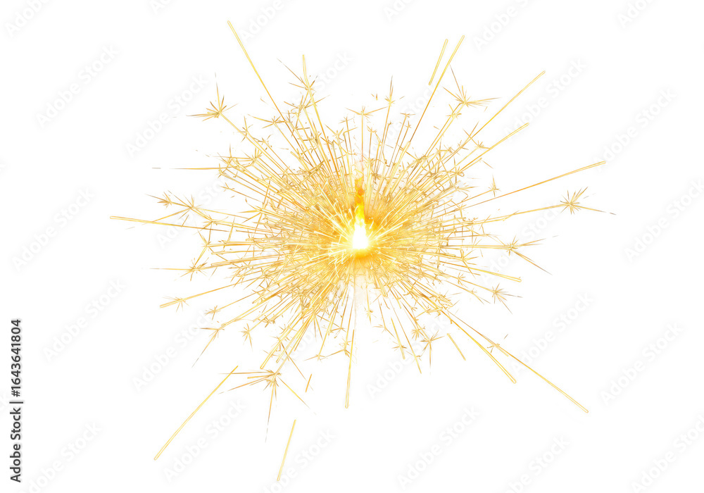 Poster golden sparkler isolated on transparent background