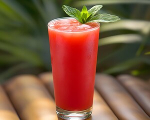 Obraz premium Refreshing Watermelon Juice Drink Summer Beverage Tall Glass