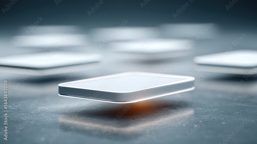 Poster minimalist white square object on a table, study in modern design and geometric simplicity