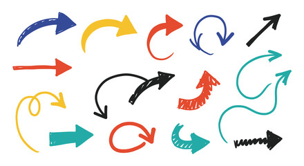 Collection of Hand Drawn Colorful Arrows