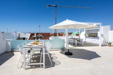 Rooftop Dining and Outdoor Kitchen Setup