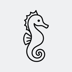 Silhouette simple seahorse outline minimalistic style vector illustration