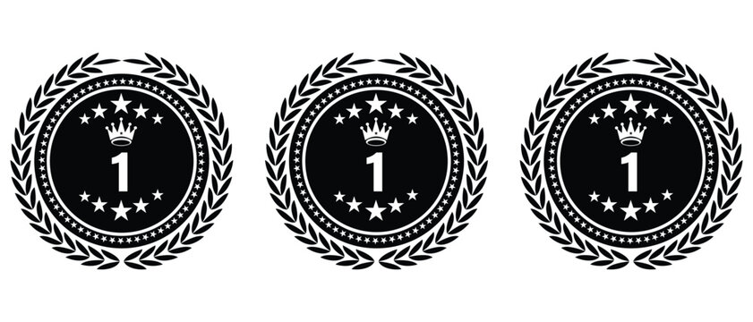 Silhouette of badge ranks icon vector. Gold medal, star, quality checking, guarantee. Badge for winners, shield,  prize warranty. Championship in sport or movie vector illustration.