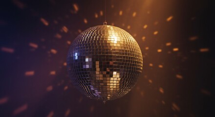 Luminous Disco Ball Bathed in Warm Gold and Cool Purple Light