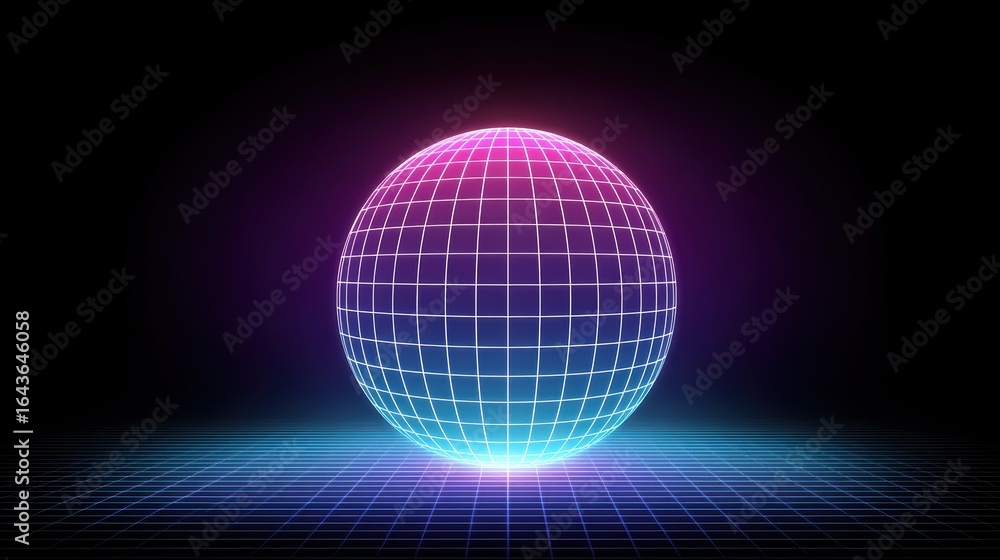 Poster intricate gridpatterned sphere, a modern abstract design for backgrounds and textures
