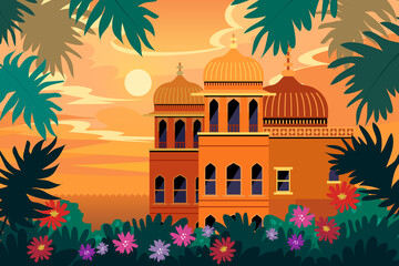 Flat Design Illustrations of Indian Urban Life Composition