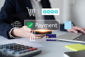 Online payment digital banking technology password encryption information protection safety identity verification authentication credit card concept