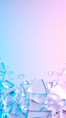 Abstract transparent blocks with a blue and pink gradient