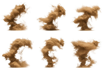 Collection of dust clouds isolated on transparent background