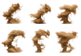 Collection of dust clouds isolated on transparent background