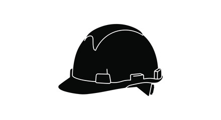Black and White Silhouette of a Construction Hard Hat for Safety