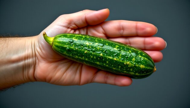 title: the abnormal cucumber keywords: abnormal cucumber, phallic shaped deviation, held in hand, photo, optimized for use