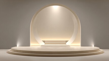 Minimalist Round Stage Mockup in Elegant Neutral Tones for Modern Events