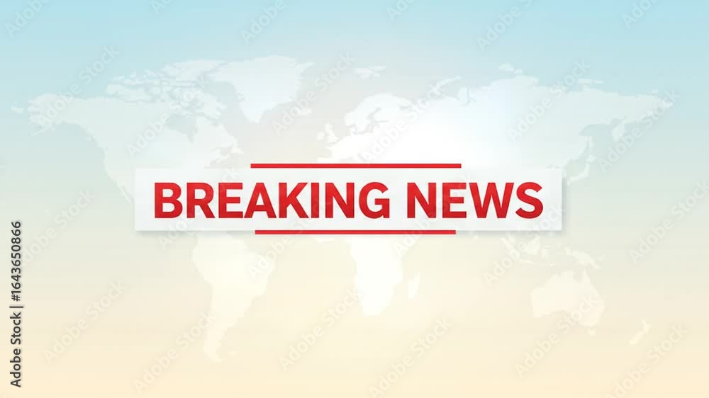 Poster announcing breaking news graphic over world map background informative broadcast