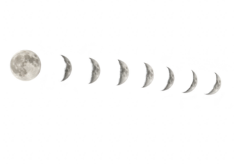 Moon phases isolated on transparent background