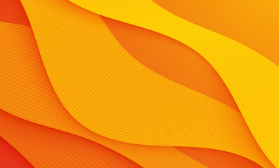 Abstract orange vector background with a flowing wave pattern and soft gradient lines