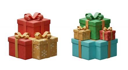 Obraz premium Stacked gift boxes festive decoration