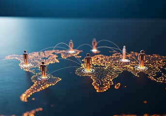 Global network of people connected across the world