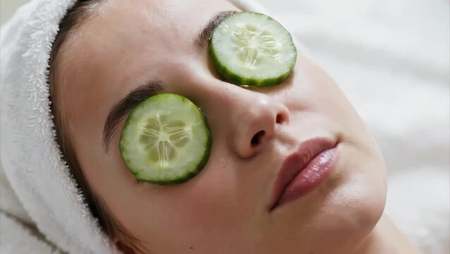  Mujer con el rostro limpio y fresco, cuidando su cara