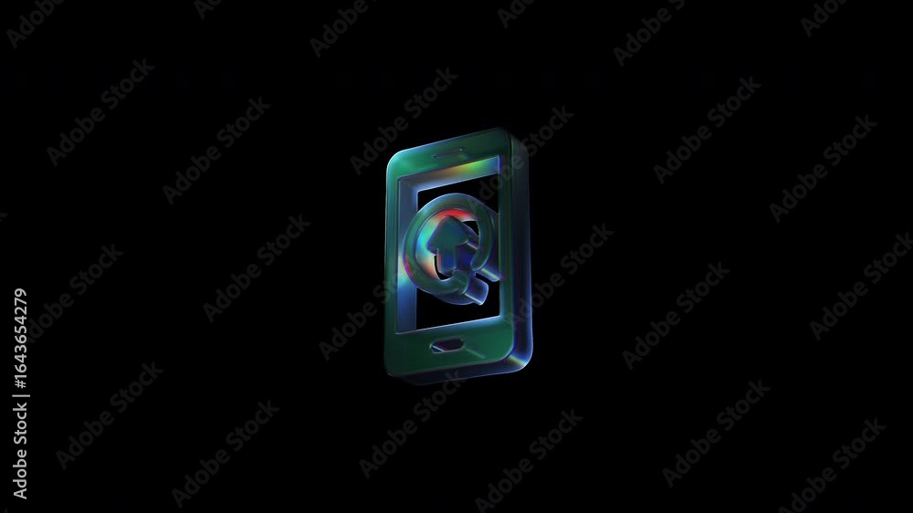 Poster smartphone rotating showing upload icon on black background
