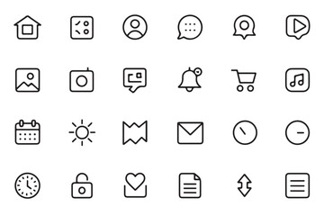 Simple minimalistic set of icons for web interface design