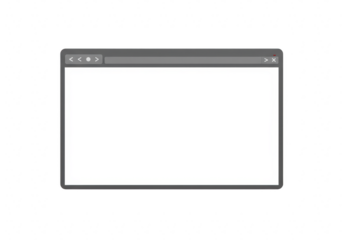 Blank browser window interface isolated on transparent background