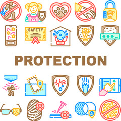 safety protection product icons set vector