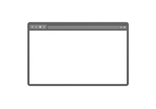 Blank browser window interface isolated on transparent background