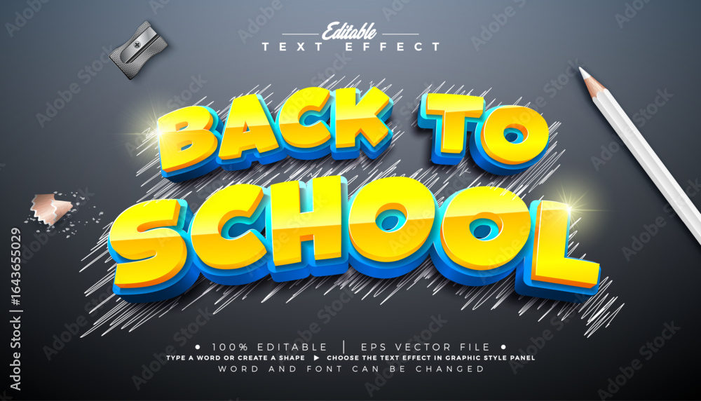 Poster back to school editable sketch drawing text effect design vector illustrator graphic style with cust