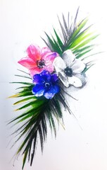 Obraz premium Floral design with a palm frond