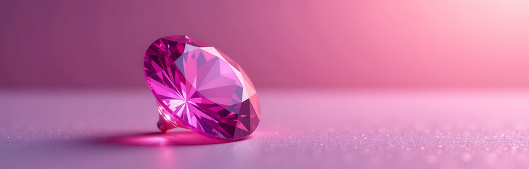 vibrant pink sapphire gemstone perched gradient background textured grain boundaries radiating like swirling auroras