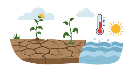 Climate change impact on plant growth and water scarcity
