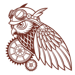  Steampunk Owl Stylized Vector Illustration