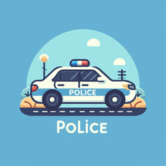 Fototapeta premium flat illustration of police car