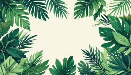 Elegant palm tree frame with lush green leaves, perfect for summer or holiday season designs