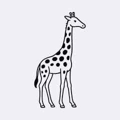 Silhouette stylized giraffe standing tall black and white vector illustration © CreatiMart