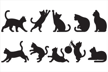 Cat Silhouette EPS Bundle | Black Cat Clipart | Cat Cut Files for Cricut & Silhouette